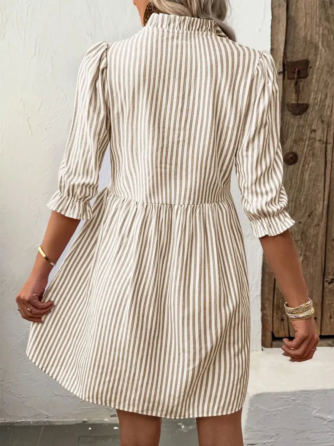 Women's Striped Half Sleeve Casual Dress - Bela Fils BoutiqueBela Fils Boutique